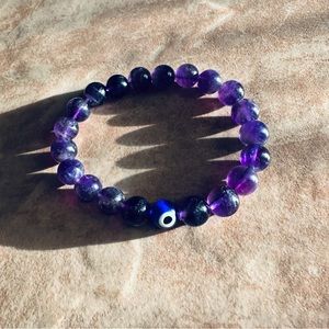 Amethyst stone with evil eye bracelet